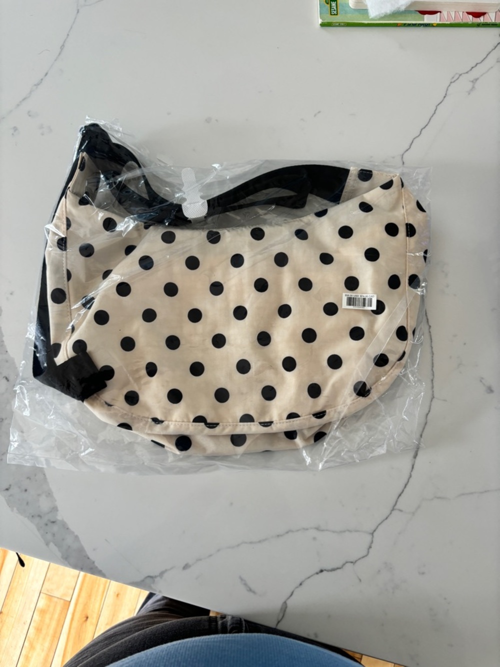 Baggu Polka Dot Canvas Crossbody Bag - Beige & Black